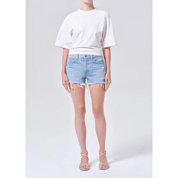 AGOLDE Pants - Agolde Swapmeet Blue Denim Parker Vintage Cut-Off Jean Shorts Women's Size 32